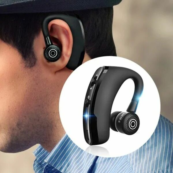 新品 耳掛け式 ハンズフリー Bluetooth ワイヤレスイヤホン 黒 MicroUSB充電 V9 片耳 ヘッドセット 長時間