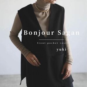 【新品/タグ付き】Bonjour Sagan フロントポケットベスト bk