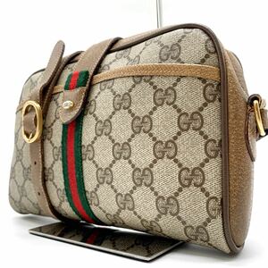 グッチ【希少美品】GUCCI ショルダーバッグ 斜め掛け シェリーライン インターロッキング GGスプリーム レザー 本革 PVC メンズ レディース