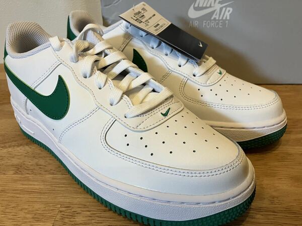 即決25cm NIKE GS AIR FORCE1 Low White/Malachiteナイキ GS エアフォース1 ロー ホワイト/マラカイト 新品国内正規