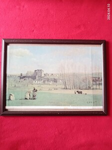 大原美術館　コロー　「フェルテ・ミロンの風景」　絵画 　額装 　インテリア 　39×28センチ　　風景画