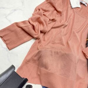 ZARA ザラ★タグ付き未使用★大人可愛い★くすみカラー キレイ色 サクラ色 薄手ニット トップス★サーモンピンク Mサイズ yz0408の画像3