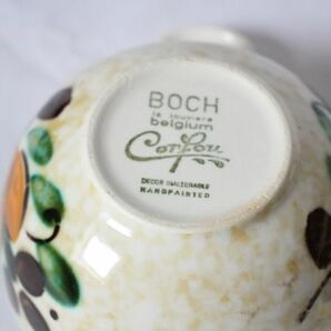 ベルギー ヴィンテージ BOCH Corfou 古い陶器のスープカップ 2個セット 美品の画像8