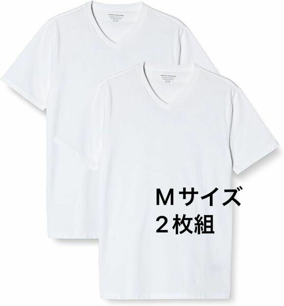 早い者勝ち マルチパック Tシャツ Vネック白2枚　白T Mサイズ　2枚組 白 Tシャツ 半袖