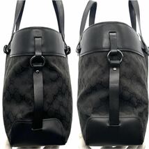 1円〜【極美品】人気モデル/A4収納◎ グッチ GUCCI メンズ　ビジネス トートバッグ 大容量 GG柄 総柄 キャンバス レザー 黒 ブラック_画像3