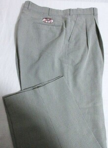 ■P101■男パンツ■本間GOLF Men's2タックパンツ/USED/w91/生成x濃グレー/極細ストライプ/サッカー地/裏地無し/樹脂ワッペンロゴ