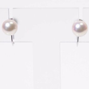 W-18☆K14WG あこや真珠 イヤリング 日本宝石科学協会ソーティング付きの画像3