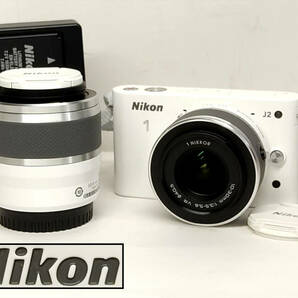 〓 ミラーレス一眼カメラ Nikon 1 J2 ダブルズームキット ニコン ホワイト デジカメ εの画像1