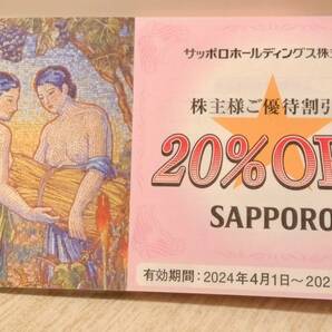 ★送料無料★サッポロホールディングス株主優待券（20％OFF×5枚）の画像1