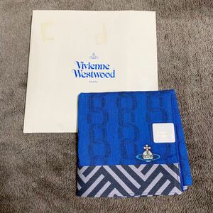 ◆新品 未使用品◆Vivienne Westwood ハンカチ バンダナ◆ヴィヴィアンウエストウッド ハンドタオル 青 ブルー 総柄 チェーン柄 美品