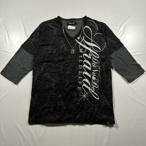 Rare 00s Japanese Label Necklace Lace up tee LGB ifsixwasnine kmrii share spirit 14th addiction tornado mart grunge skull cross