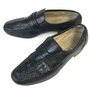 80s-90s/Vintage/イングランド製★Grenson/グレンソン★編み革/コインローファー/モカシン【8/26.5/黒/BLACK】ビジネス/dress shoes◆pA-79