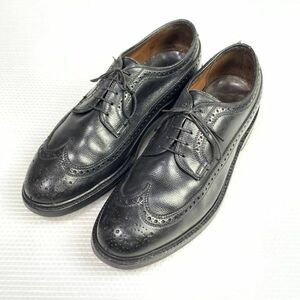 60s～70s/外側Vクリート ビンテージ★ブランド不明★サイズ11★28.5～29.0cm程度★ロングウイングチップ ケンムール★ブラック◆is6-10