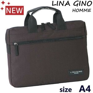 新品★LINA GINO HOMME★超軽量ソフト素材！小型・薄型/A4ビジネスバッグ/ブリーフケース【黒/メンズ/重さ240gの軽量加工】書類かばん◆(1)