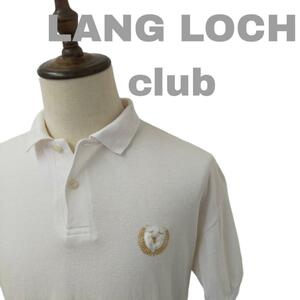 【最終値下げ】LANGLOCH club 半袖 ポロシャツ ホワイト Mサイズ 刺繍 古着 vintage ヴィンテージ 90s 80s 昭和レトロ 00s 90年代 80年代