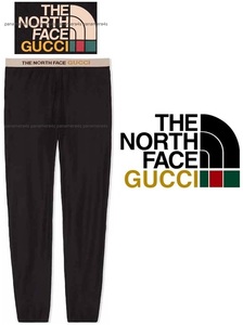 GUCCI 新品未使用タグ付き本物 ノースフェイス×グッチ コラボ トラウザー フリース系 パンツ 黒ブラック Ｌサイズ