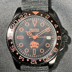 ORANGE CHRONO メンズ腕時計 OC 103 クォーツ デイト 黒×オレンジ