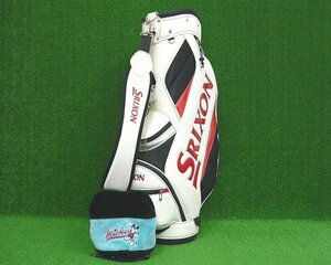 M≪大関質店≫中古 SRIXON 9.0型 スリクソン キャディバッグ C-S055G ホワイト/レッド 別売ミッキーマウスアイアンカバー付 フード無