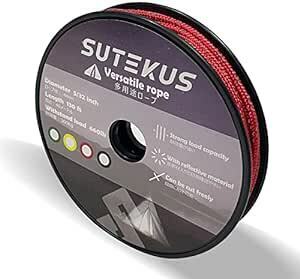 Sutekus テントロープ 反射材入り 耐荷重 パラコード タープコード ロープ ガイライン ロール付 (直径3mm/総長50m