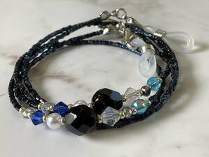  midnight blue Swarovski cut beads glass code glasses chain glasses chain mask code mask strap 