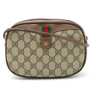 GUCCI グッチ オールドグッチ GGプラス シェリーライン ショルダーバッグ 斜め掛け ポシェット カーキベージュ 茶