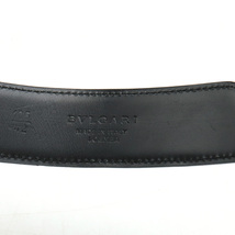 BVLGARI ブルガリ ベルト スクエア グレインレザー ブラック 黒 シルバー金具 表記42/105 実寸約87cm_画像8