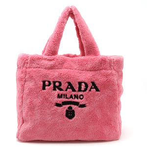 PRADA プラダ SPUGNA トートバッグ ショルダートート ファブリック PETALO ピンク NERO ブラック 黒