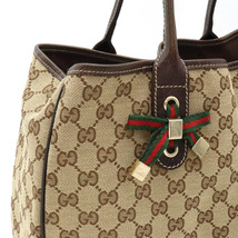 GUCCI グッチ GGキャンバス プリンシーライン リボン トートバッグ ショルダーバッグ レザー カーキベージュ_画像6