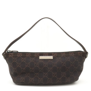 GUCCI Gucci GG canvas accessory pouch sub bag handbag party bag dark brown tea 