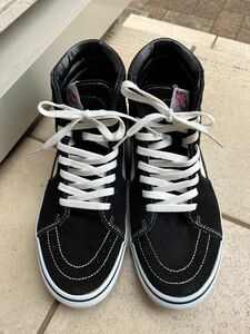 美品　VANS バンズ　スケートハイ　スニーカー　ブラック×レザー×スエード　25.5センチ