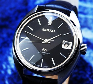 GRAND SEIKO グランド セイコー HI-BEAT 4522-7010 Steel Black Dial Cut Glass メンズ 手巻き(美品、OH済み ) / 36mm