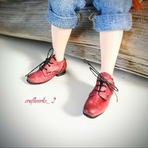 ■ブライス靴■プレーントゥシューズ■ヴィンテージシューズ■ピュアニーモ■ミニチュア靴■ハンドメイド■Blythe shoes ■ 赤い靴の画像4