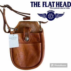  new goods unused dead stock THE FLAT HEAD leather is lako shoulder pouch bag Camel original leather shoulder bag 