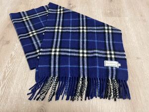 BURBERRY　バーバリー　マフラー　カシミア100％　ブルー系　美品　送料無料!!