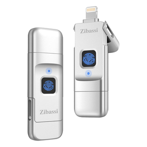 Zibassi【MFI認証取得 指紋認証】iPhone用 指紋認証 USBメモリ IOS/Android/PC/MAC兼用（シルバー）
