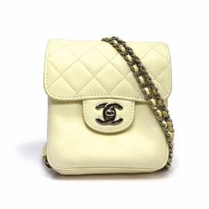 171s CHANEL シャネル マトラッセ ターンロック チェーンショルダーバッグ ポーチ ウォレット ホワイト 16番台