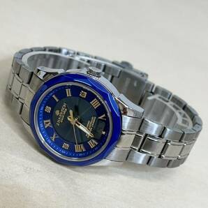 【B-4】1円 超美品 J.HARRISON ジョン ハリソン 腕時計 JH-1975Q 電波ソーラー 天然ダイヤモンド ブルー シルバー 格好良い アナデジの画像1