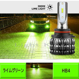 280000cd NEW 超爆光 80W x 2灯 新商品 ライムグリーン 綺麗な緑色 16000LM ファンレス USA CREE製 LED フォグ HB4専用 車検対応