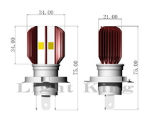 トリプル点灯 ファンレス ダブル発光Loビーム ポン付 バイク H4 LED ヘッドライト KLX250/KR-I/KR250/ZX250/ZZR250/GPX400/エストレヤ_画像4