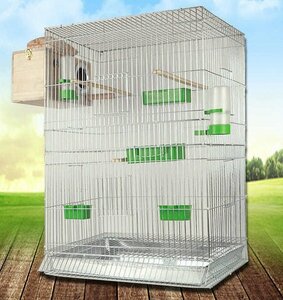  bird cage wide square type bird cage bird cage bird gauge bird small shop bird basket parrot 70*50*35cm silver #