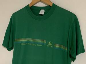 80's JOHN DEERE プリント Tシャツ 緑色 Lサイズ アメリカ製 ビンテージ VINTAGE ヴィンテージ アメカジ 古着 USED USA