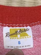 70's 80's RUSSELL ATHLETIC リンガーTシャツ 霜降りピンク色 Sサイズ 金タグ アメリカ製 ビンテージ VINTAGE アメカジ 古着 USED USA _画像7