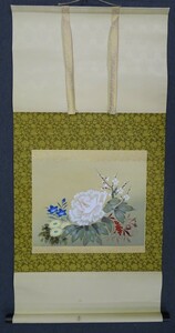 Art hand Auction A-84 اسم المنتج: لفافة معلقة من جيوكوسين ساتو, زهور الفصول الأربعة (لوحة يابانية), تلوين, اللوحة اليابانية, الزهور والطيور, الحياة البرية