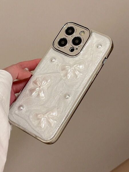 iPhone15promaxケース 韓国 リボン