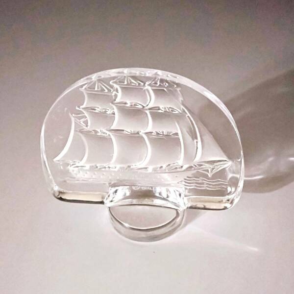 ★美品　◎希少　ルネ・ラリック　Rene Lalique　ぺーパーウェイト　【帆船】　アンティーク　コレクション ガラス工芸品