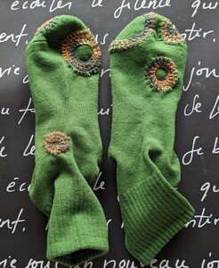  hand made repair socks ( green + Mix )