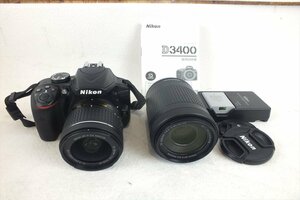 ☆ Nikon ニコン D3400 デジタル一眼レフ AF-P NIKKOR 18-55mm AF-P NIKKOR 70-300mm 動作確認済 中古 240307B9098