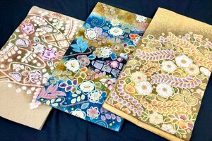 ◎リサイクル着物 帯まとめ まとめ出品 袋帯 まとめ売り3点辻ヶ花 染袋帯 作家物あり 落款入りあり 美品 中古 現状品 和ものや傳 B0407