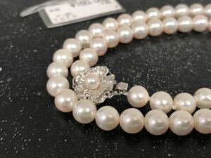 ［F18］美しい輝き アコヤ真珠 7.0-7.5mmパールネックレス 冠婚葬祭　未使用品 SILVER 刻印 総重量33.68g 本真珠