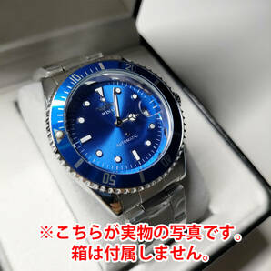 Winner社メンズ自動巻き腕時計ブルー ステンレス オートマチック 日付(ロレックス サブマリーナ デイトではありません）の画像2